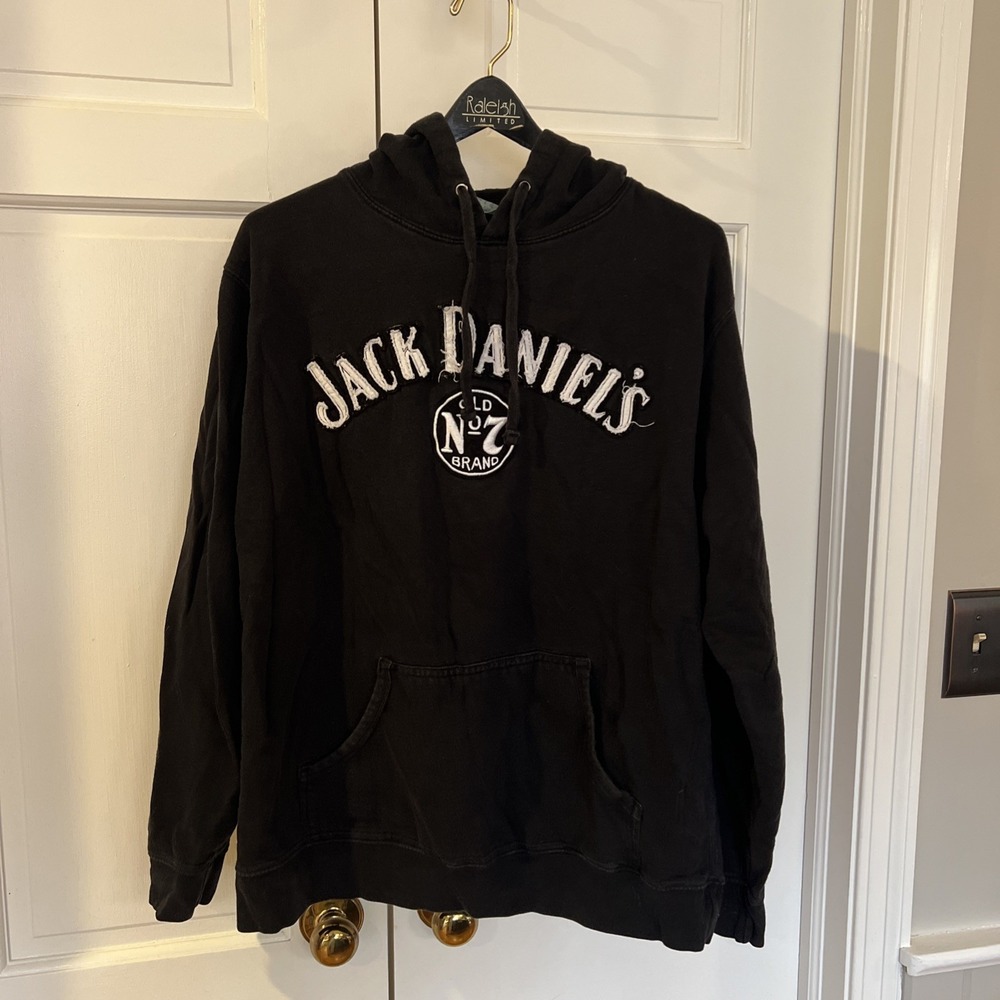 Y2k jack daniels baggy embroidered black hoodie -‎ XL
